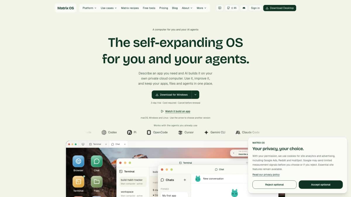 Matrix OS - Tool preview