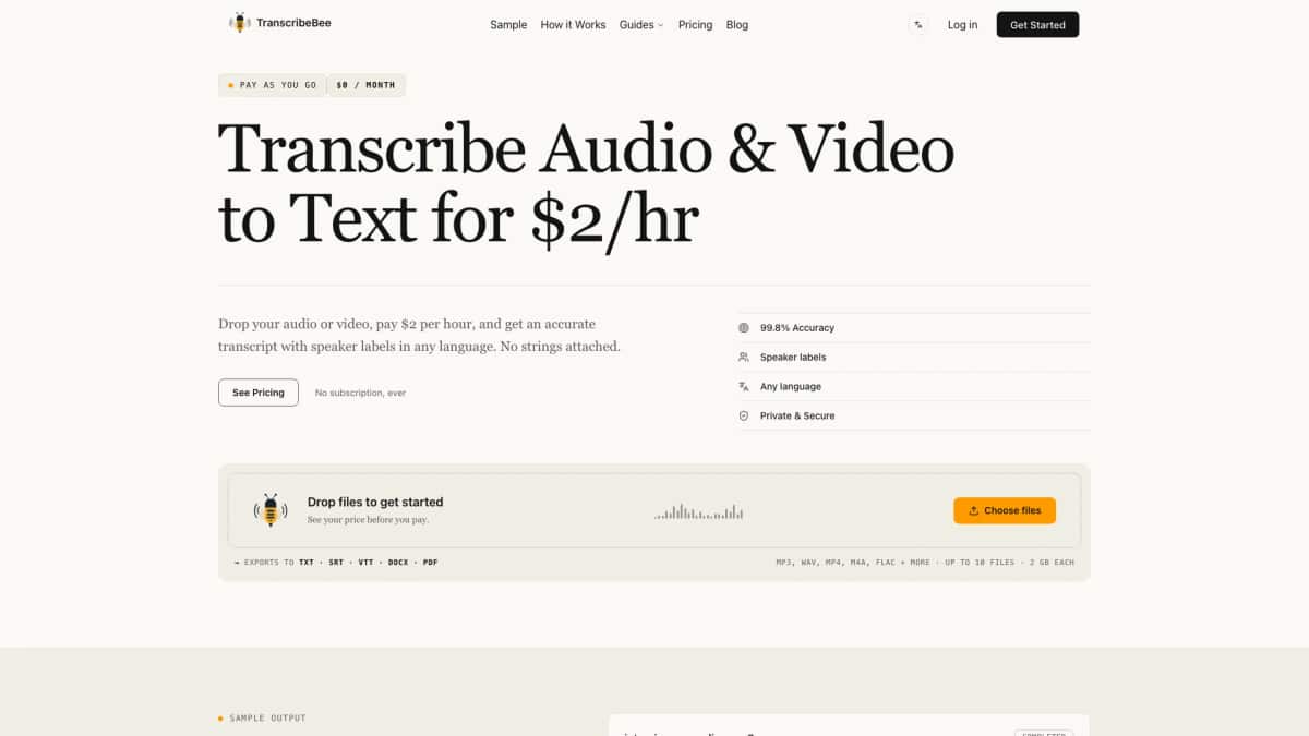 TranscribeBee - Tool preview