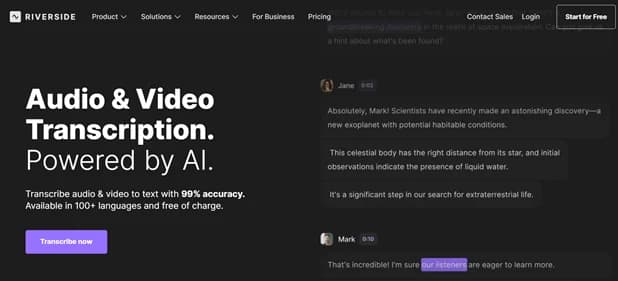 AI Transcription by Riverside - Tool thumbnail