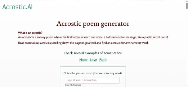 Acrostic AI - Tool thumbnail