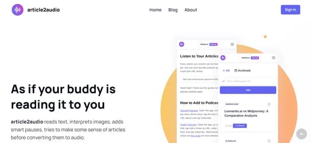 Article2Audio - Tool thumbnail