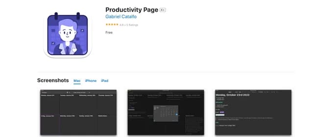 Productivity Page App - Tool thumbnail