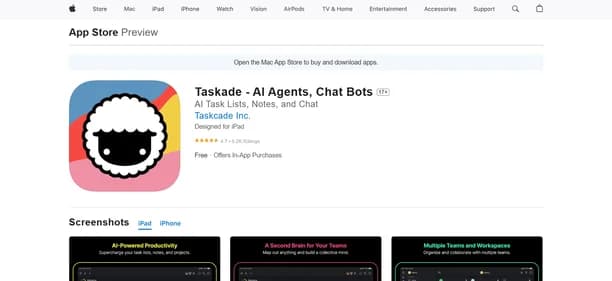Taskade: AI Apps & Agents App - Tool preview