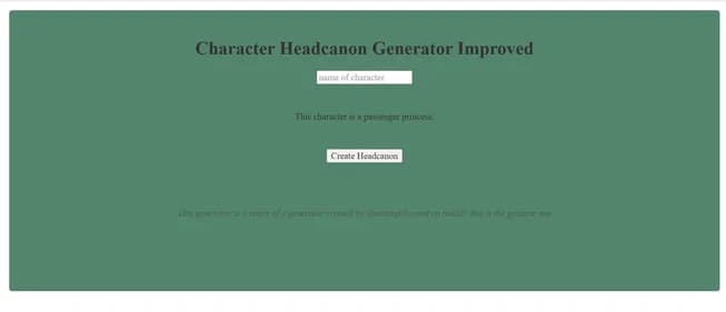 Character Headcanon Generator thumbnail