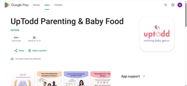 UpTodd: Personalised baby food app free