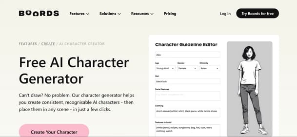 Boords AI Character Generator - Tool thumbnail