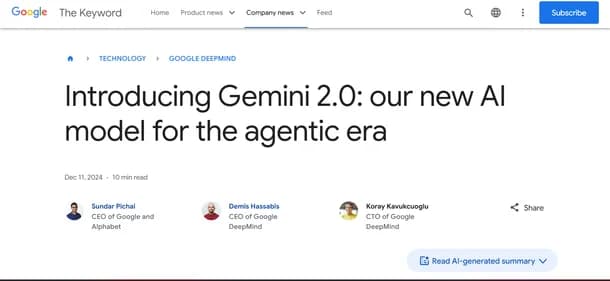 Google Gemini 2.0 - Tool preview