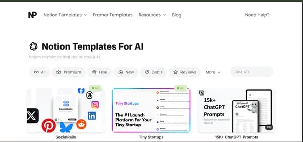 Notion Templates for AI - Tool thumbnail