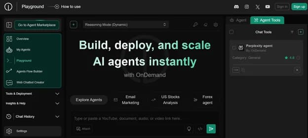 OnDemand AI Agents - Tool preview