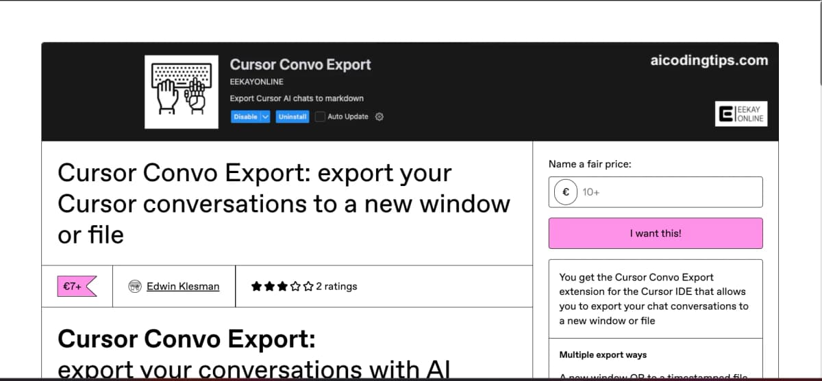 Cursor Convo Export - Tool thumbnail