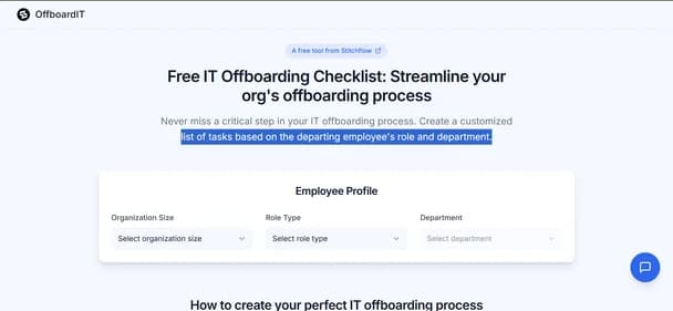 Stitchflow Offboarding Checklist - Tool preview