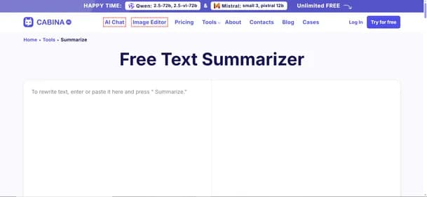 Cabina AItoolstext-Summarizer thumbnail
