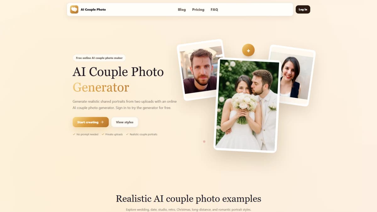AI CouplePhoto.com - Tool preview