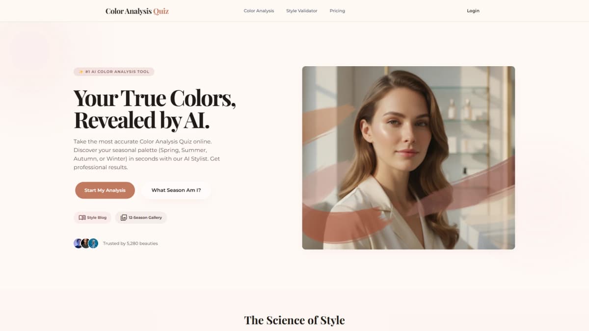 Color Analysis Quiz - Tool preview