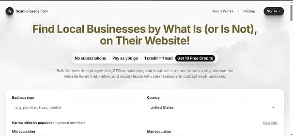 ScanForLeads - Tool preview