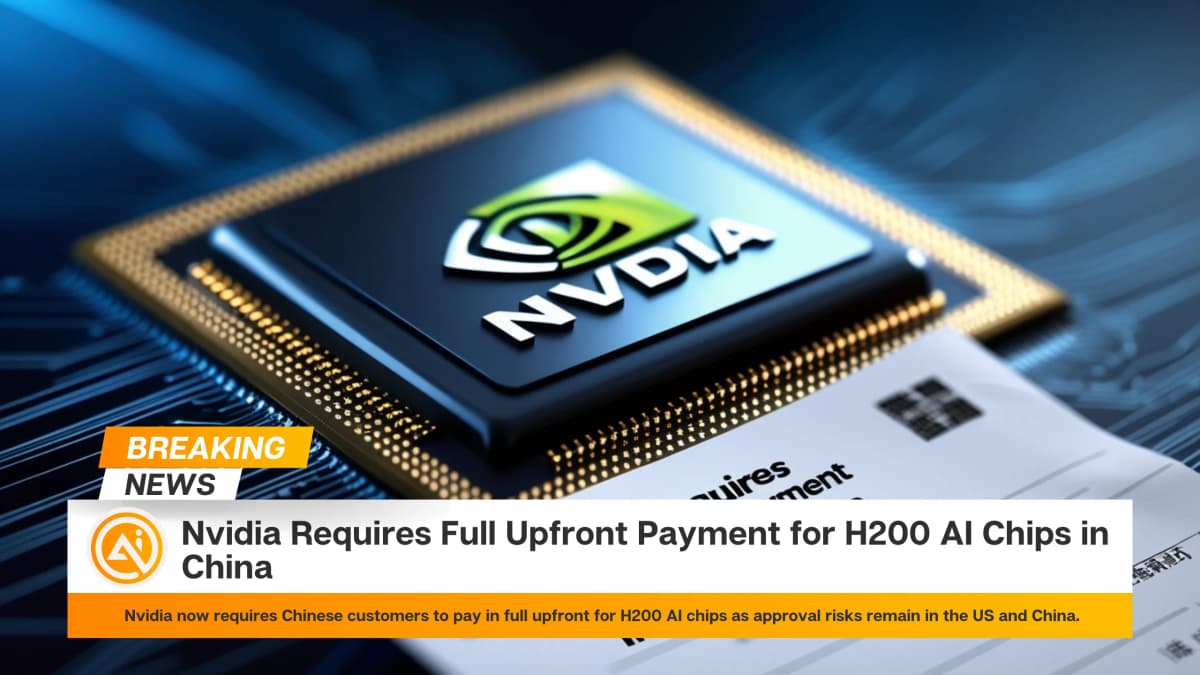 Nvidia Requires Full Upfront Payment for H200 AI Chips in China