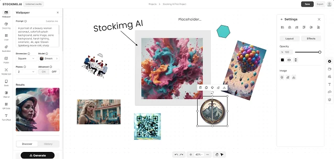 Access the stock image generator