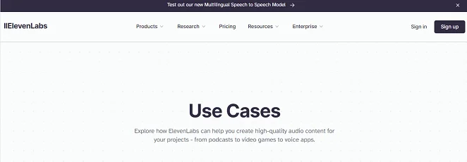 ElevenLabs AI Use cases