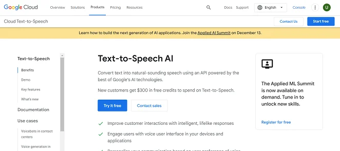 Google text to speech AI voice cloning software