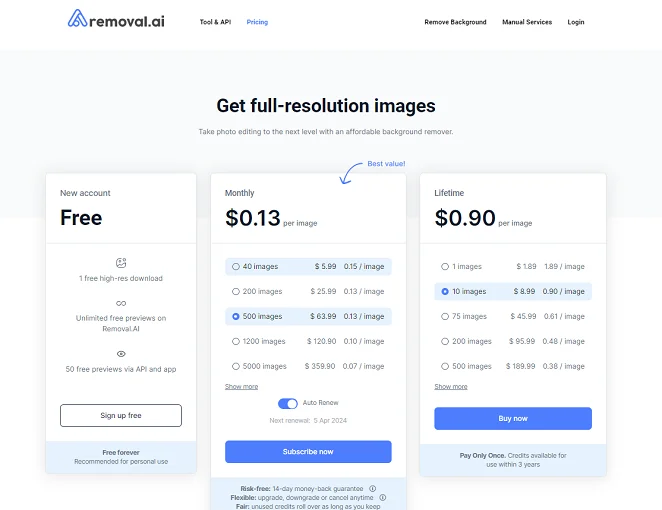 Image Background Removal AI price