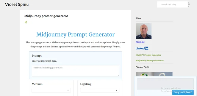 Midjourney Prompt Generator by Viorel Spinu