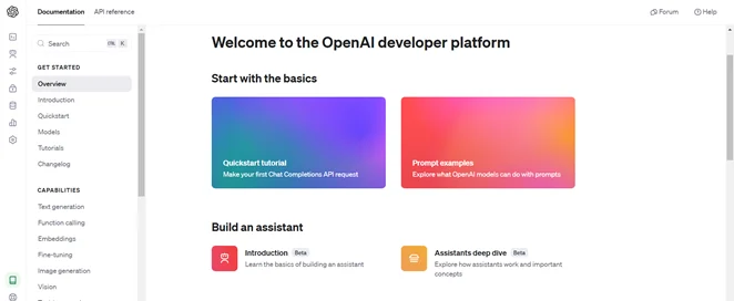 OpenAI Playground homepage