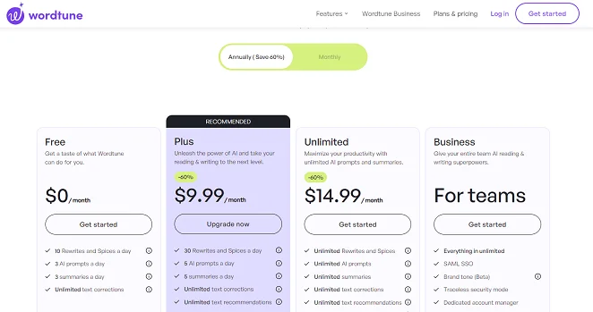 wordtune pricing