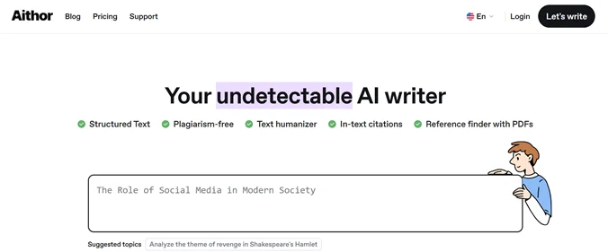 Aithor homepage