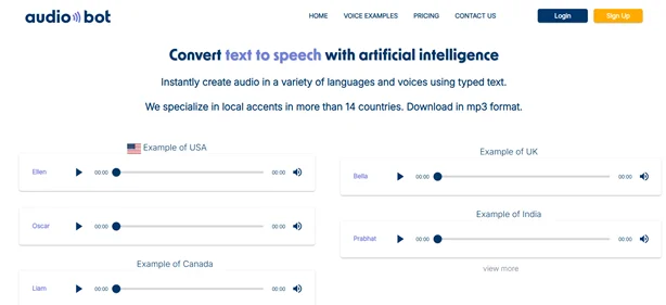 Audiobot homepage