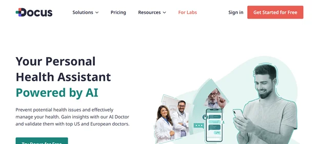 Docus AI homepage