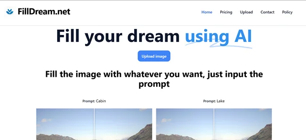 FillDream homepage