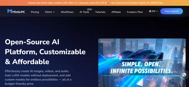 MimicPC homepage