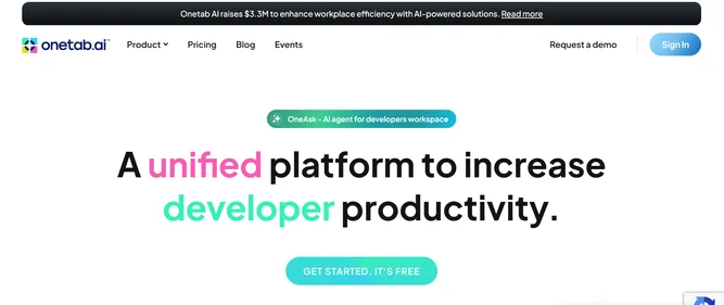 Onetab homepage