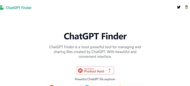ChatGPT Finder homepage