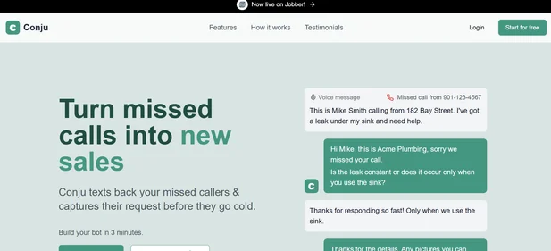 Conju AI homepage