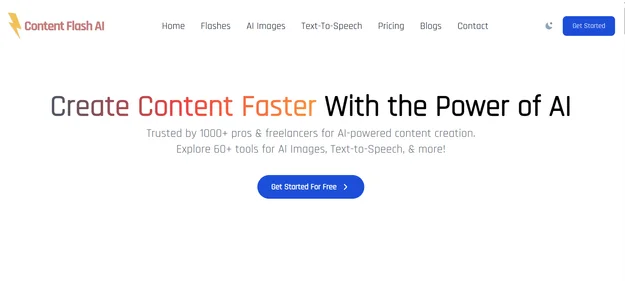 ContentFlash AI homepage