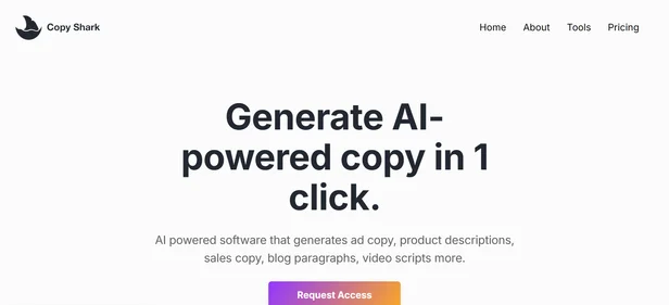 Copyshark AI homepage