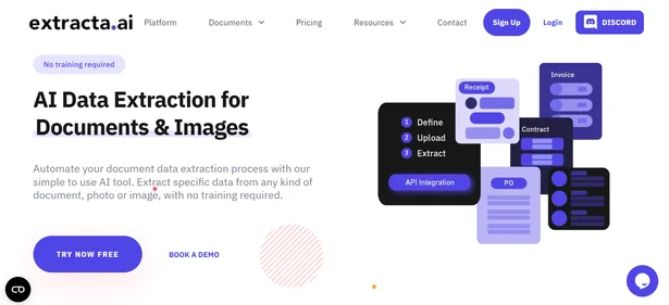 Extracta AI homepage