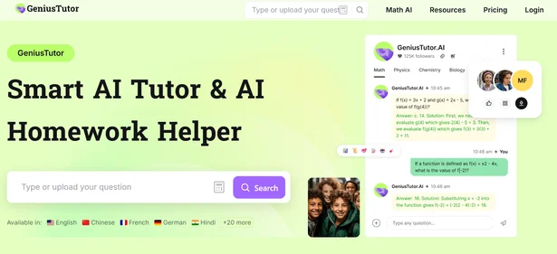 GeniusTutor AI homepage