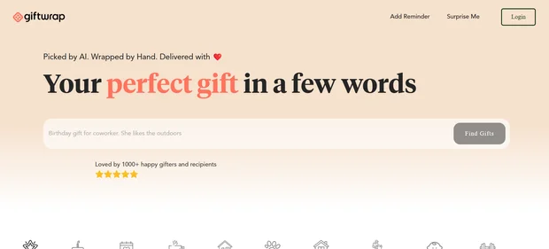 Giftwrap AI homepage