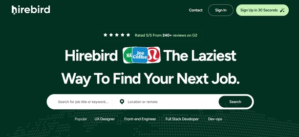 HireBird homepage