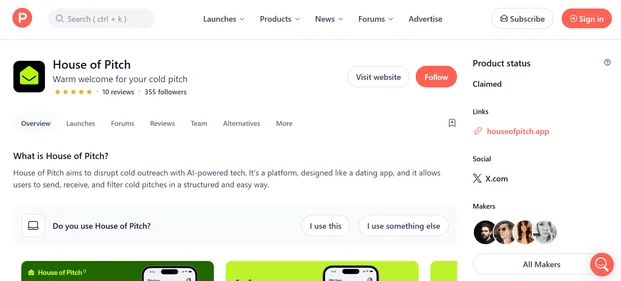 House of Pitch homepage