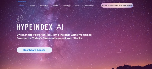HypeIndex AI homepage