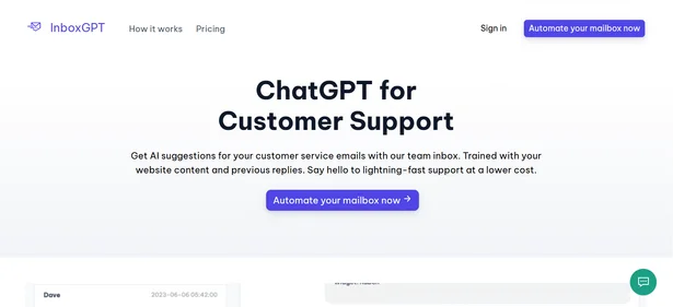 InboxGPT AI homepage