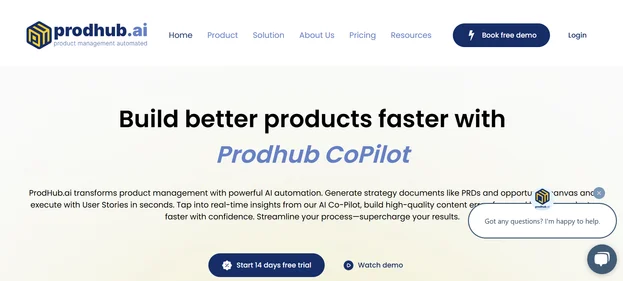 ProdHub AI homepage