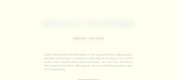 Project December homepage