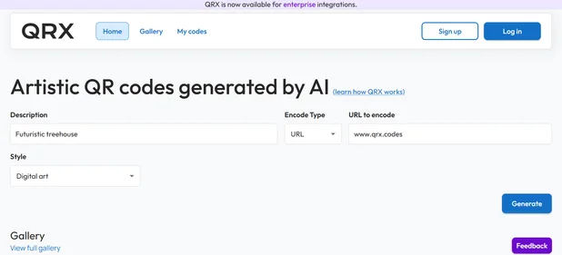 QRX Codes homepage