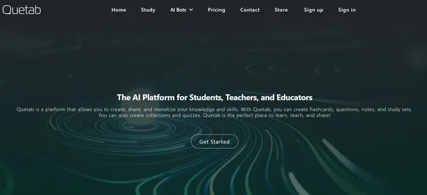 Quetab AI homepage