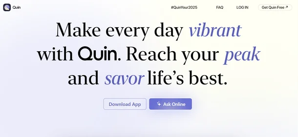 Quin AI homepage