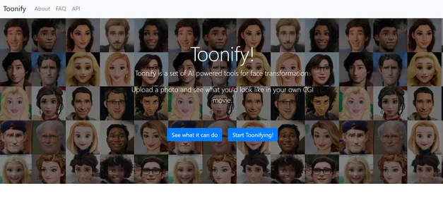 Toonify homepage